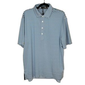 NWT RLX Ralph Lauren Golf Royal Blue/White Stripe Classic Fit Polo Shirt Large